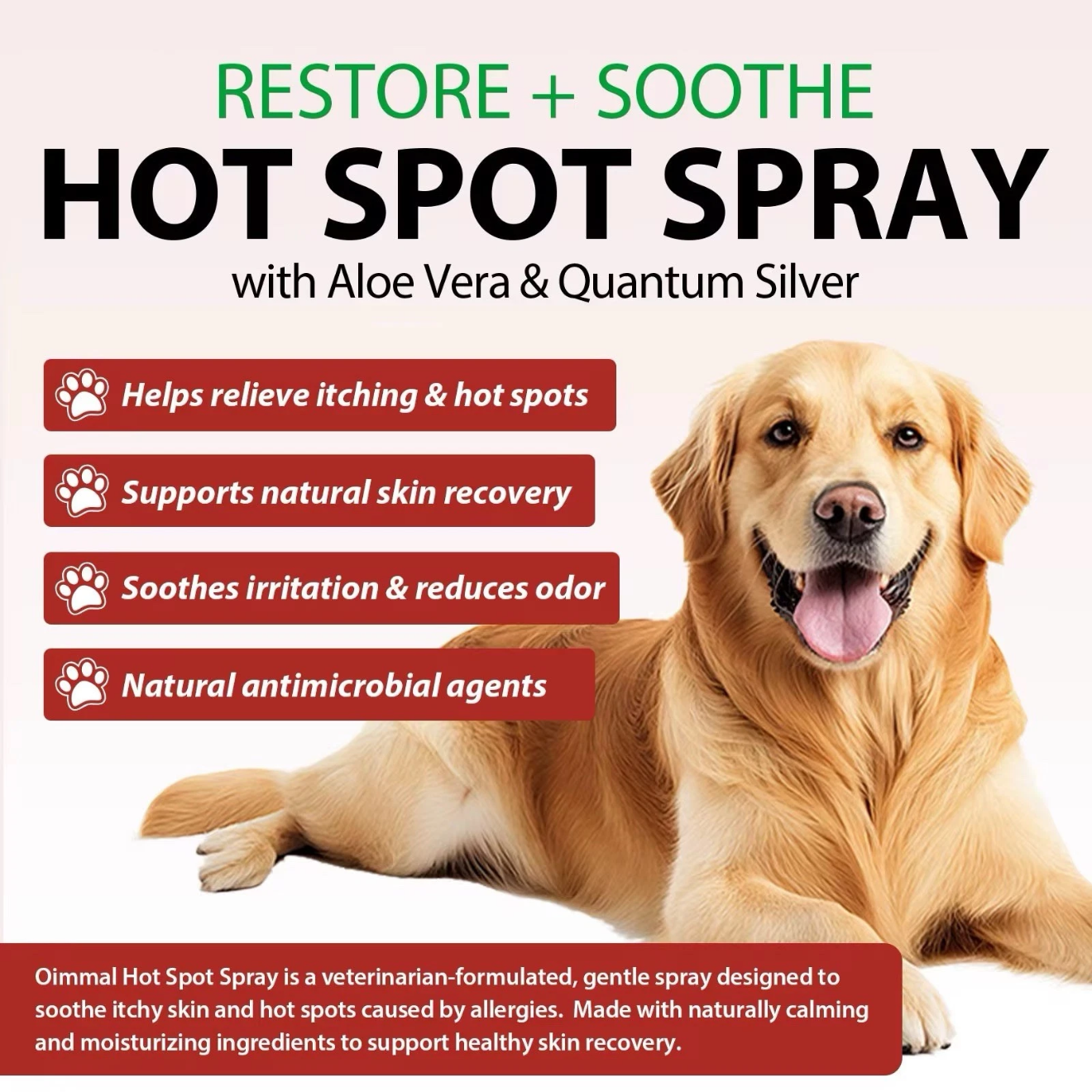 NEW ARRIVAL - Oimmal Restore + Soothe Hot Spot Spray for Dogs