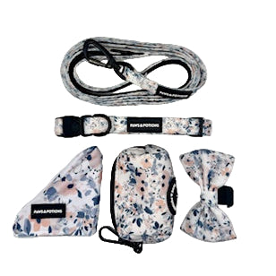 Dog Harness, Collar, Lead, Poo Bag Holder, Bow & Bandana - Paws Everyday Collection - “Blossom Breeze”