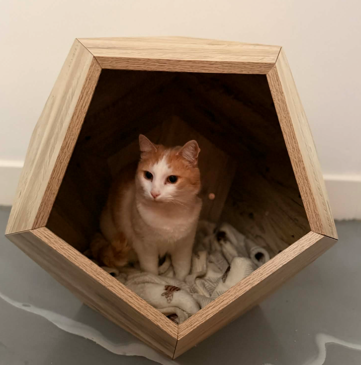 XL Modern Geometric Laminated Wood Cat Cave