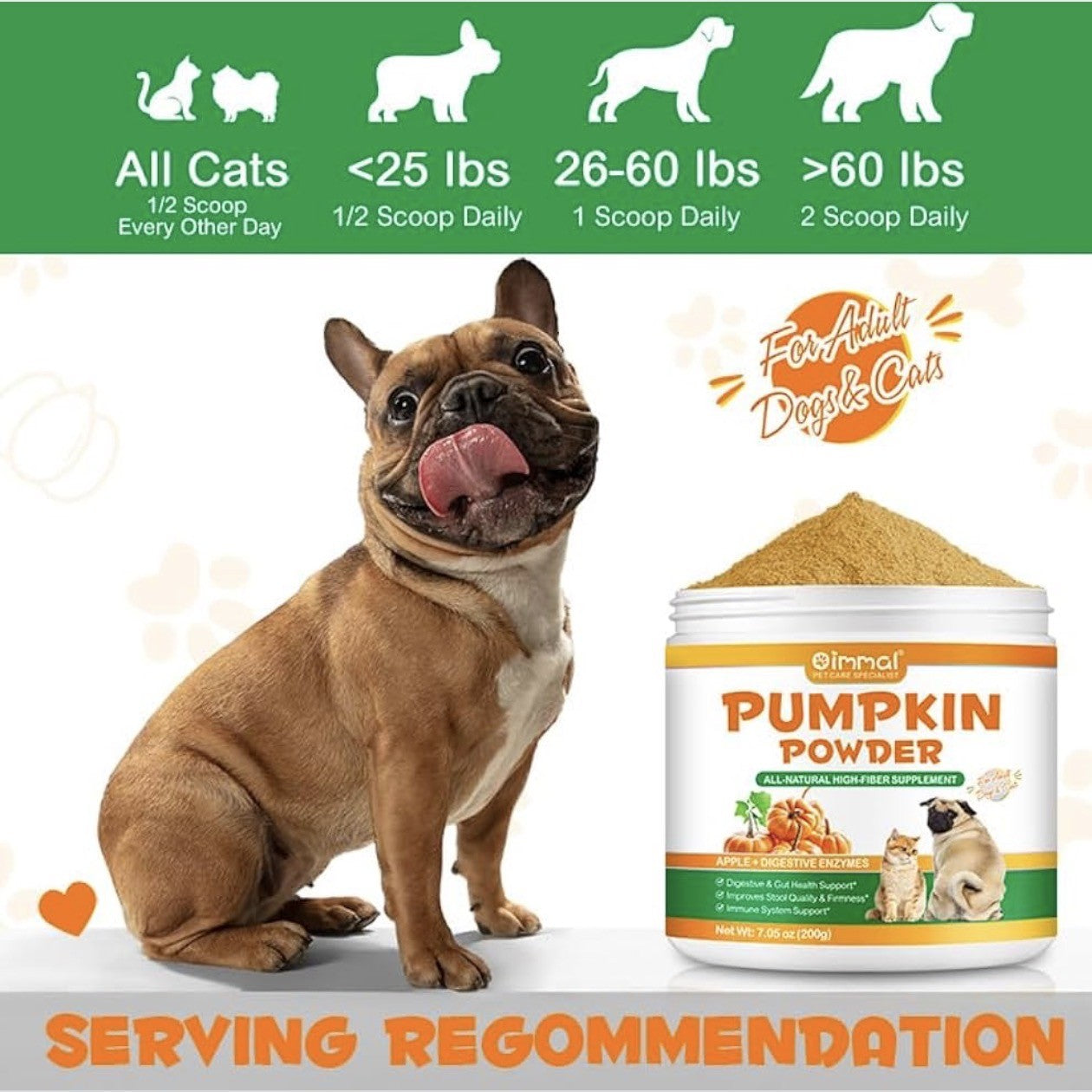 NEW ARRIVAL - Oimmal Pumpkin Powder for Dogs & Cats | Digestive & Gut Health Supplement | Apple Flavour | 200g