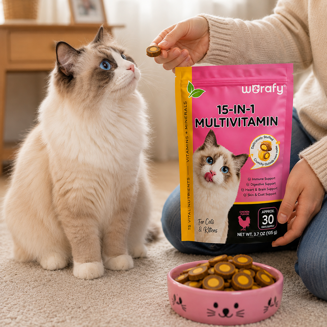 Worafy 15-in-1 Cat Multivitamin Vitamins & Minerals