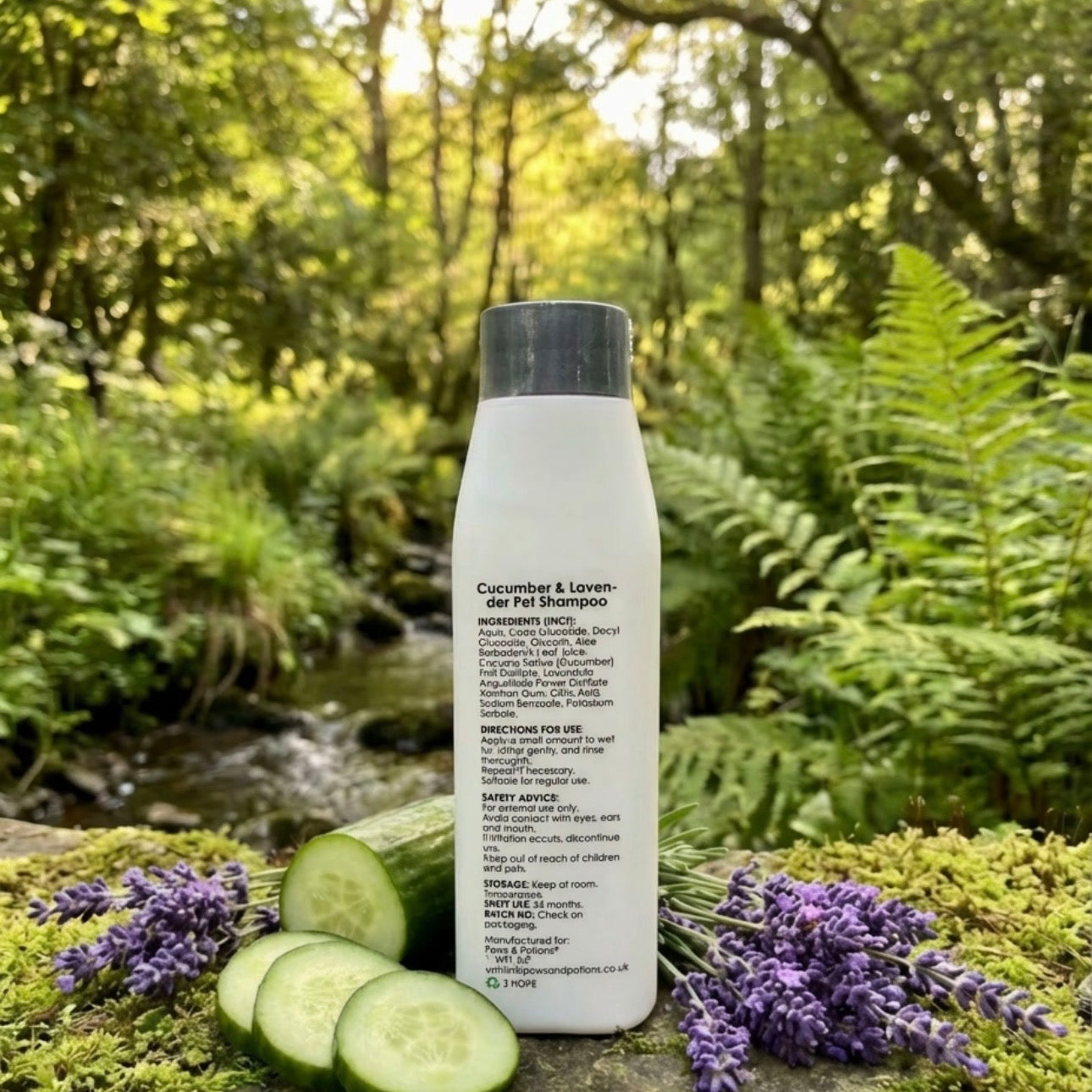 🥒🌸 Cucumber & Lavender Dog & Cat Shampoo – Natural Botanical Pet Shampoo - Paws & Potions®