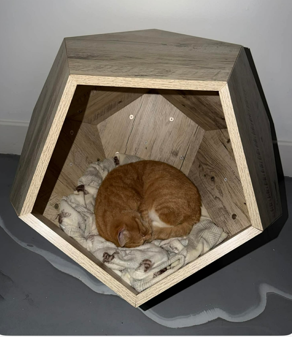 XL Modern Geometric Laminated Wood Cat Cave