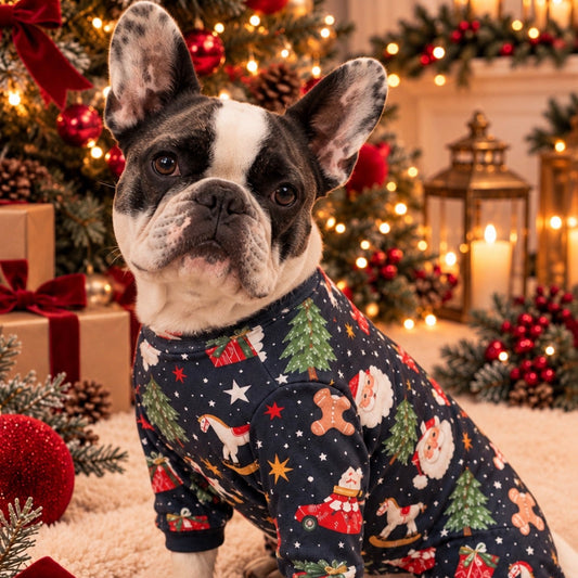 Frenchie Festive “Silent Night, Snoring Pup” Frenchie Christmas Pyjamas