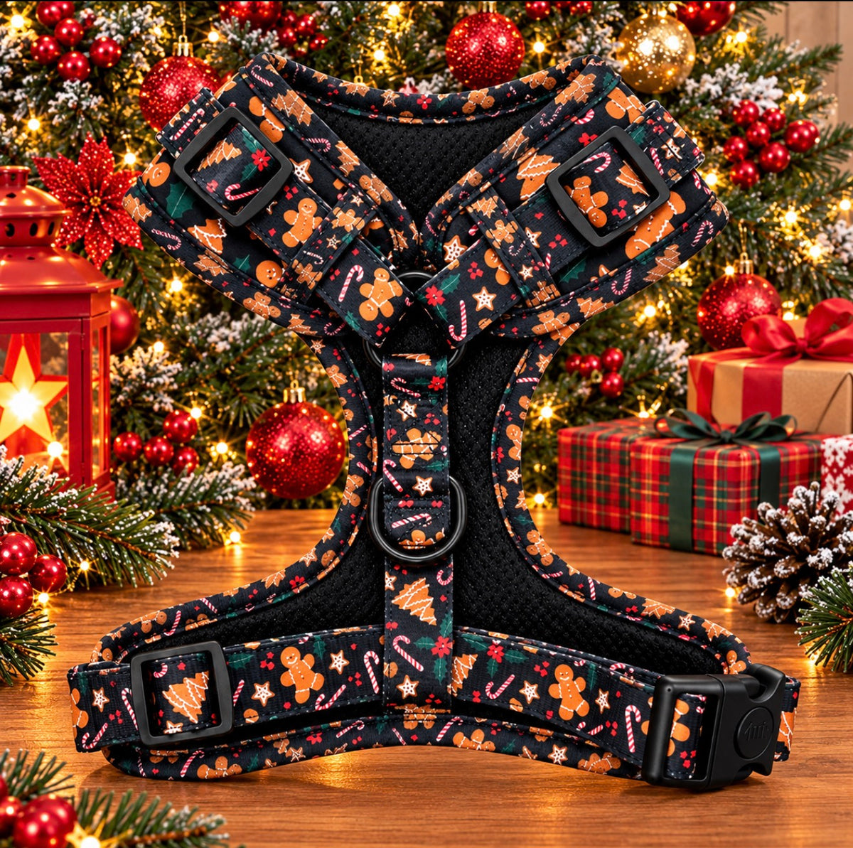 Gingerbread Dreams Christmas Dog Harness & Matching Set | Paws & Potions®