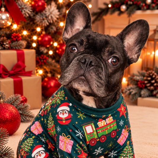 Frenchie Festive “Bark the Halls Express” Christmas Pyjamas