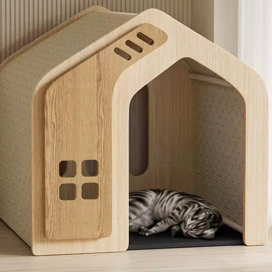 Modern Wooden Cat House with Ventilated Design