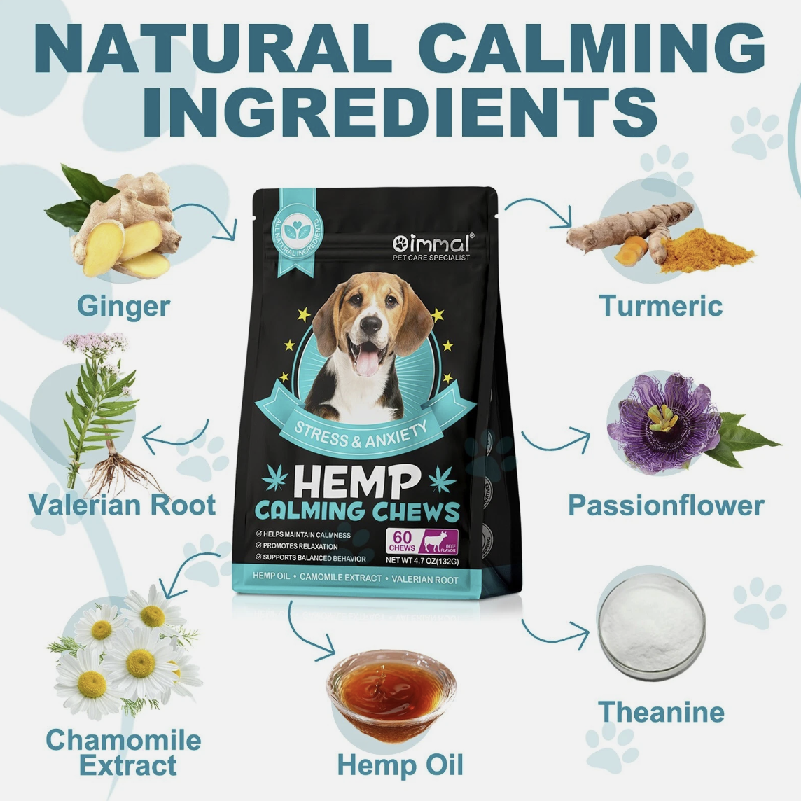 Oimmal Hemp Calming Chews for Dogs - Soft Chews