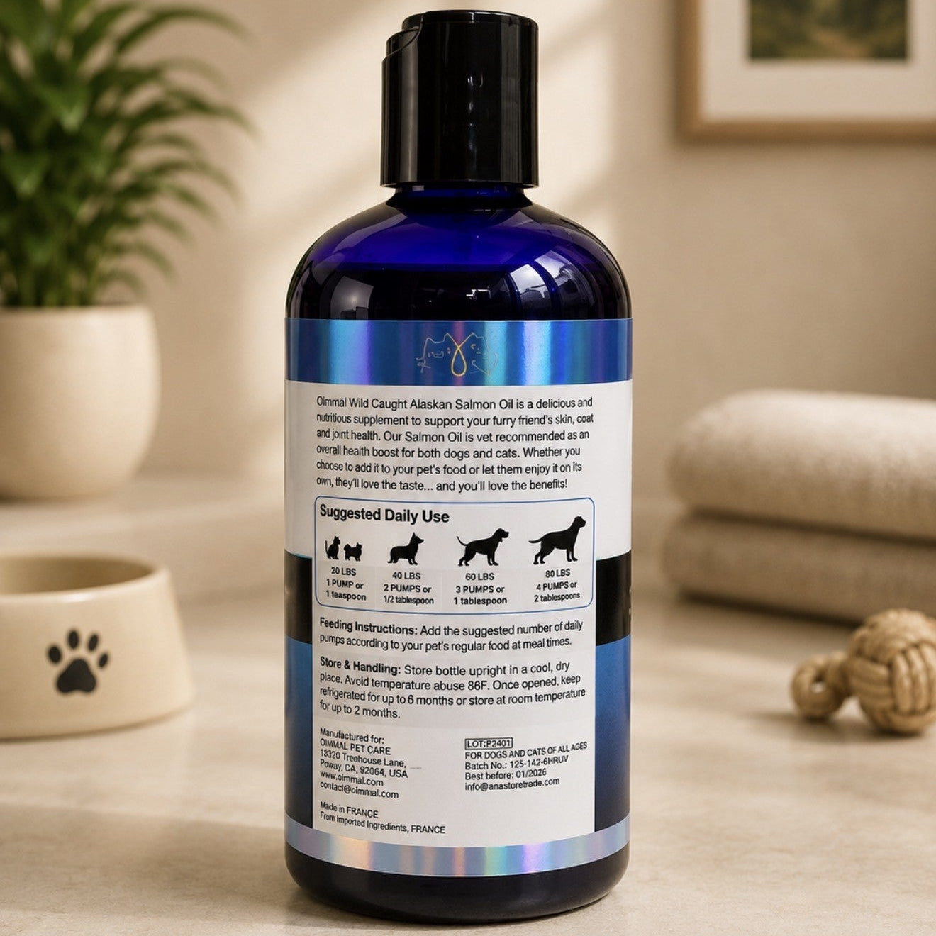 NEW ARRIVAL - Oimmal Premium Wild Alaskan Salmon Oil for Dogs & Cats 250ml