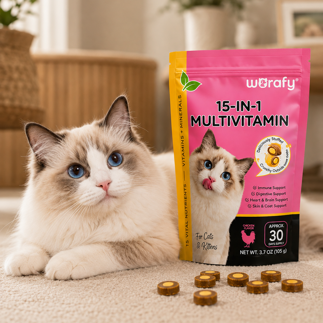 Worafy 15-in-1 Cat Multivitamin Vitamins & Minerals