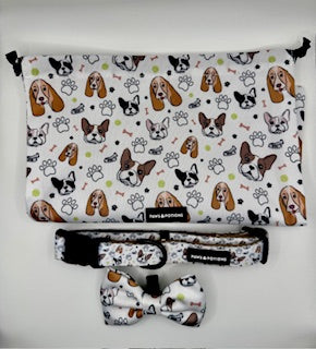 "Frenchie Fools & Spaniel Rules" Dog Harness Set - The Paws Explorer Collection - Available to Buy Separately or as a Full Matching Set