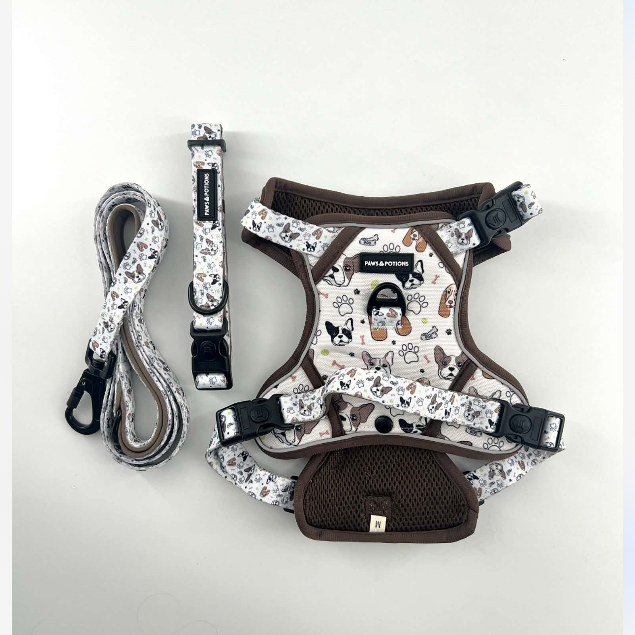 Paws & Potions® "Frenchie Fools & Spaniel Rules" Dog Harness Set - The Paws Explorer Collection - Available to Buy Separately or as a Full Matching Set