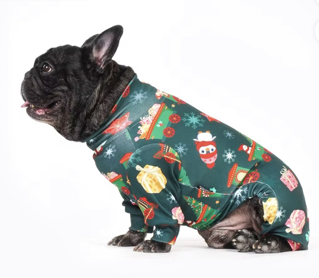 🎄Frenchie Festive “Bark the Halls Express” Christmas Pyjamas