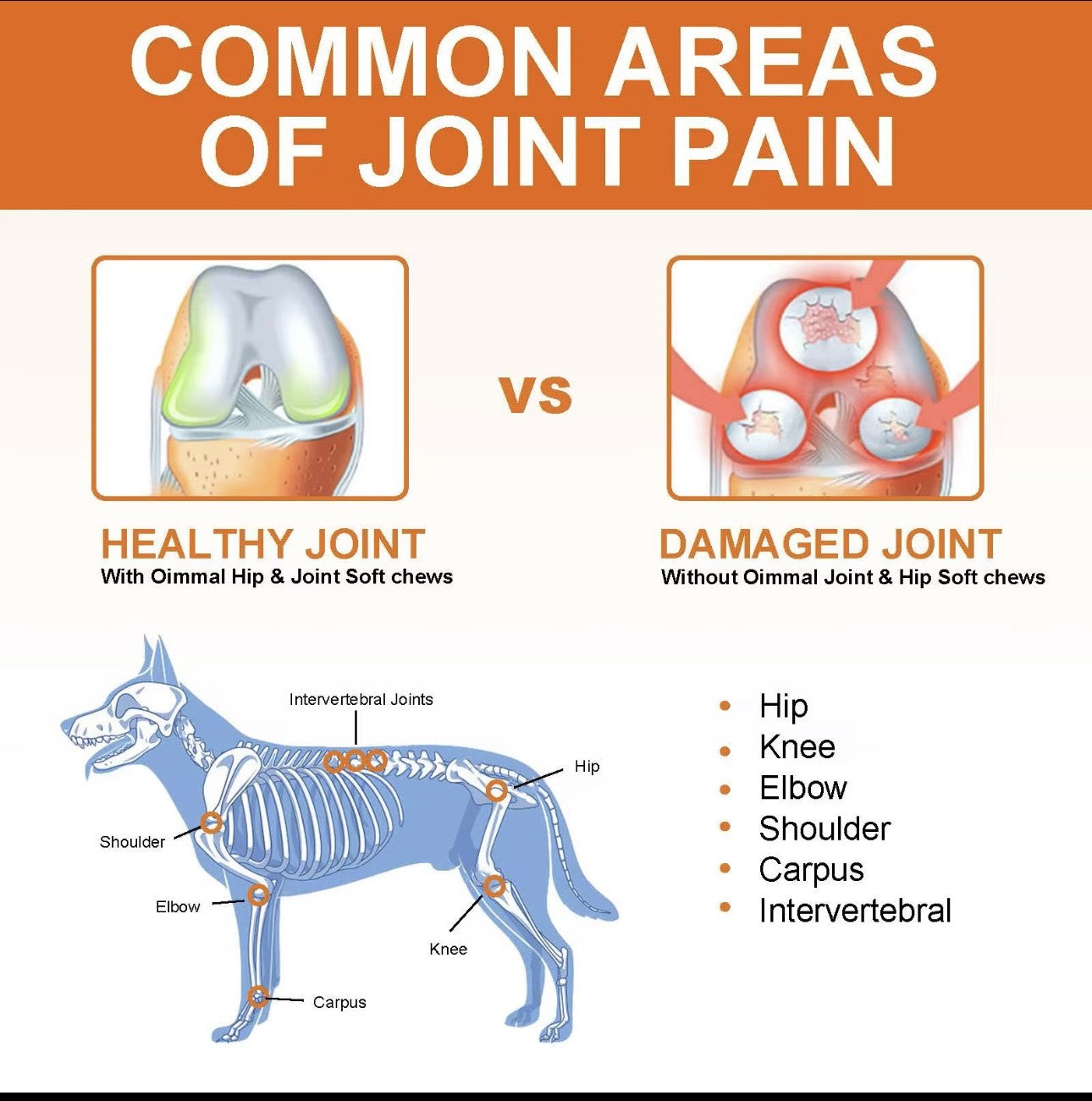 Oimmal Hip & Joint Glucosamine Hemp Chews for Dogs