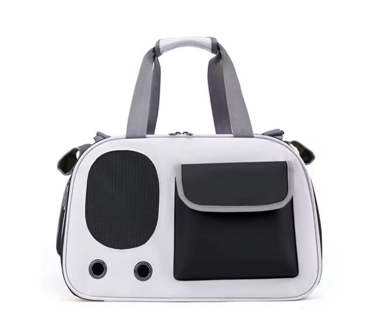 Compact Breathable Pet Travel Carrier with Safety Clip & Storage Pocket