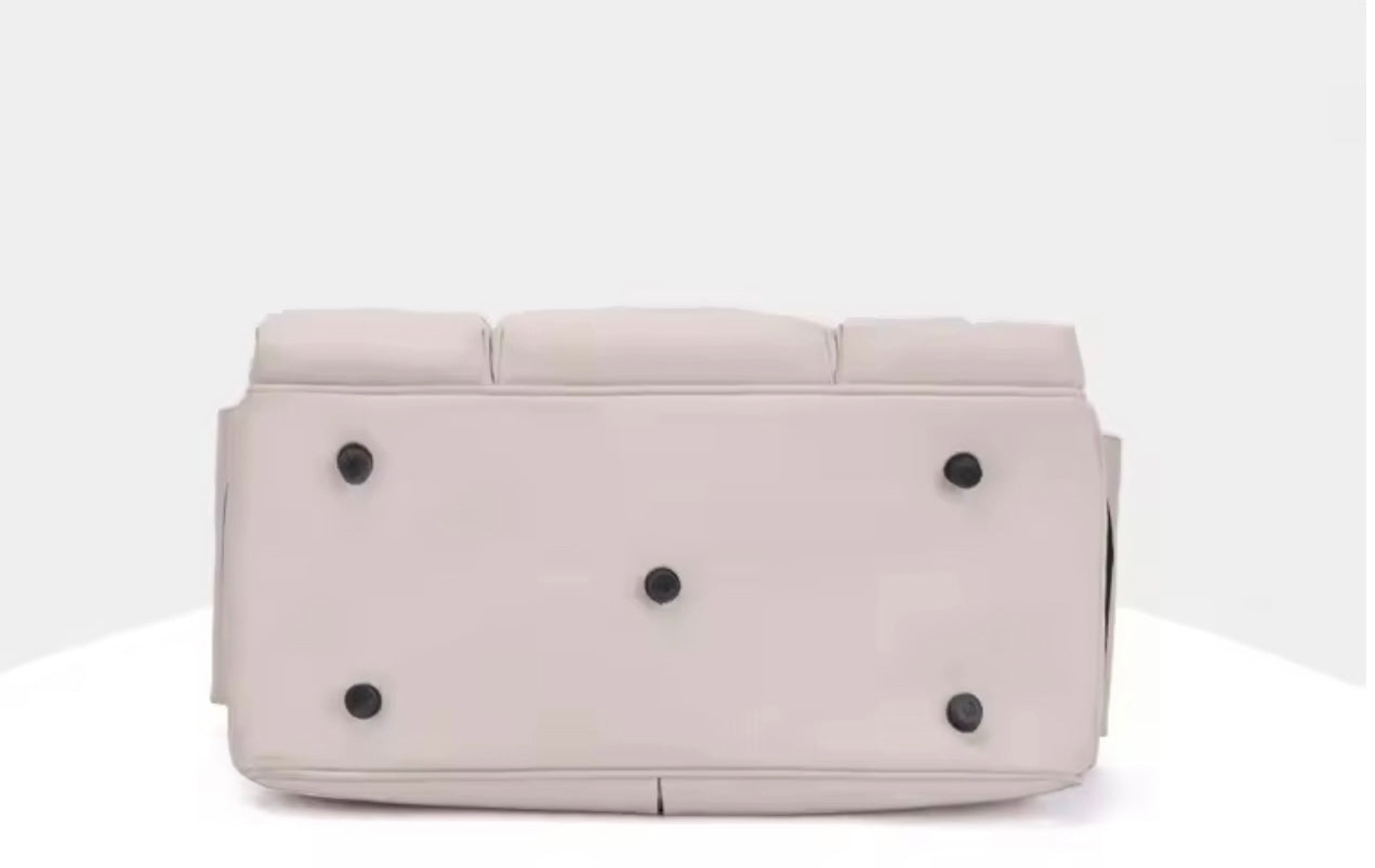 Elegant Breathable Pet Carrier Tote with Safety Clip & Dual-Pocket Design