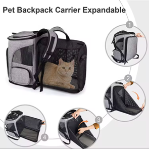 Deluxe Expandable Pet Backpack Carrier with Safety Leash & Fold-Flat Design