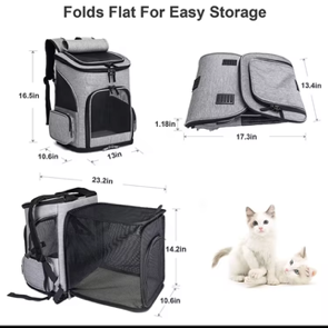 Deluxe Expandable Pet Backpack Carrier with Safety Leash & Fold-Flat Design