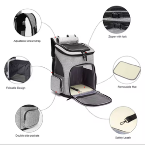 Deluxe Expandable Pet Backpack Carrier with Safety Leash & Fold-Flat Design