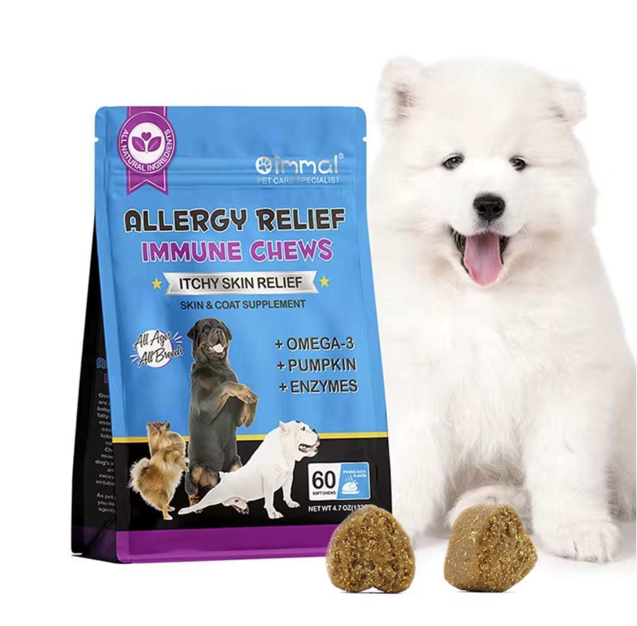 Oimmal Allergy Relief Immune Support Chews for Dogs