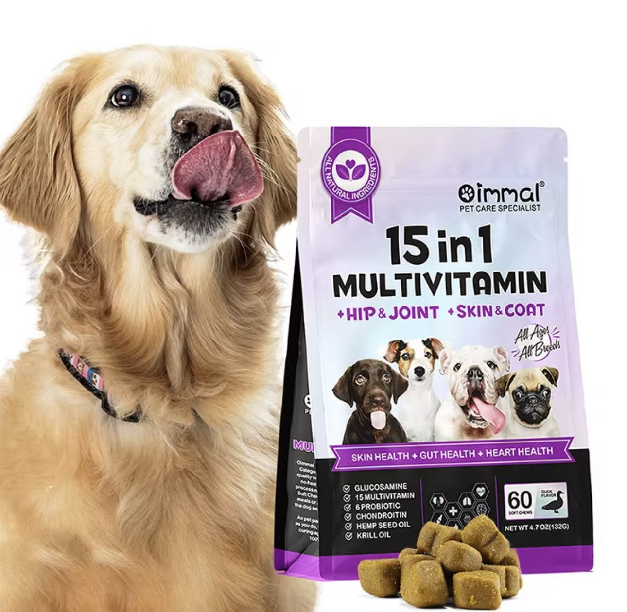 Oimmal 15-in-1 Multivitamin Soft Chews for Dogs